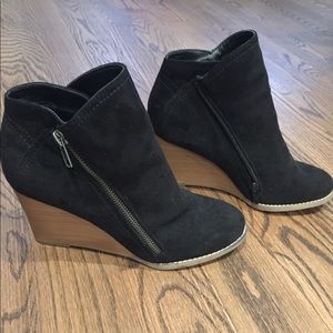 Black Wedge Ankle Booties with Zipper